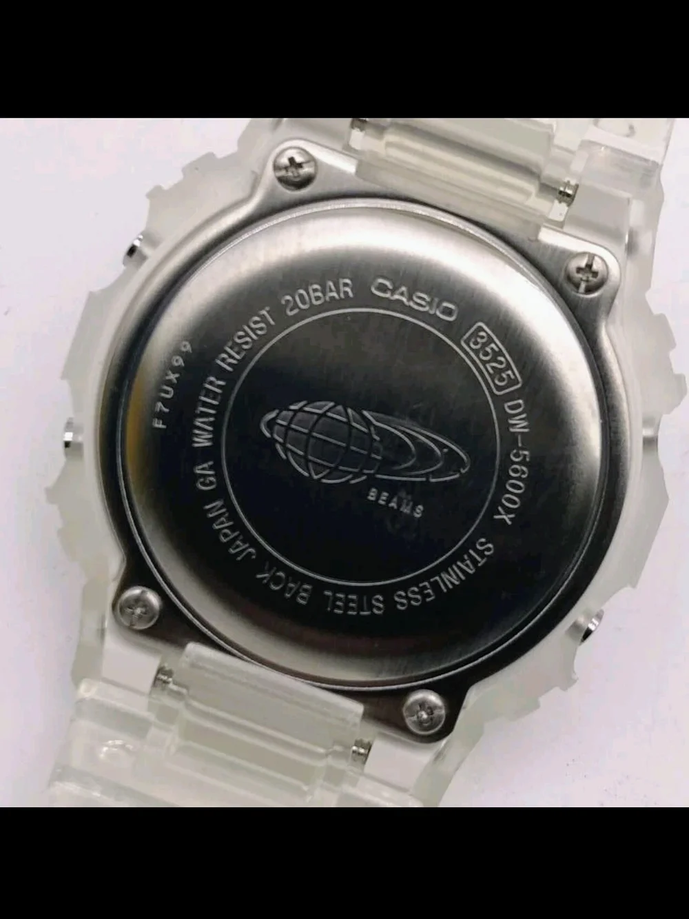Casio G-Shock X BEAMS Transparent/Clear Digital Watch with Google Play Accent
